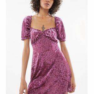 UO Cassandra Velvet Puff Sleeve Mini Dress